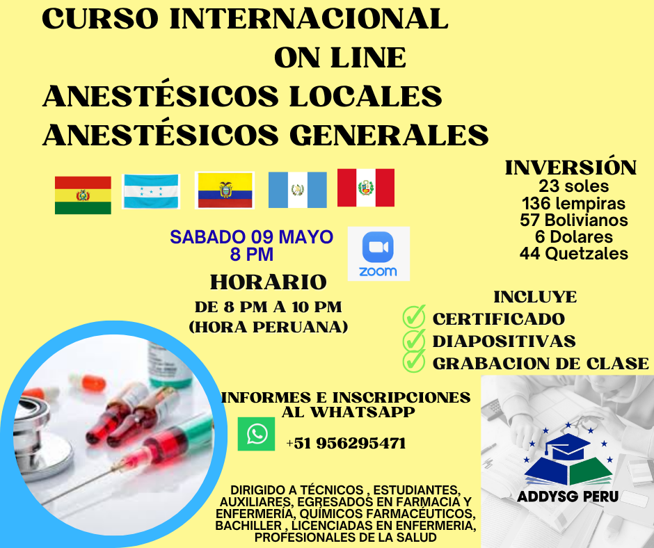 ANESTÉSICOS GENERALES, ANESTÉSICOS LOCALES