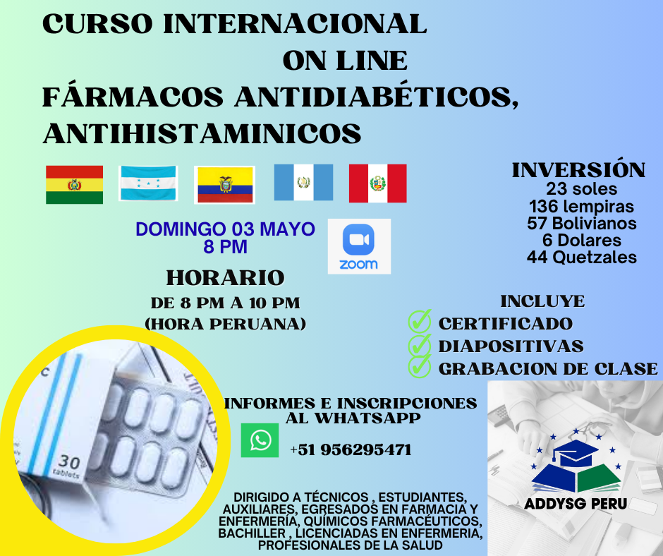 FÁRMACOS ANTIDIABÉTICOS, ANTIHISTAMINICOS